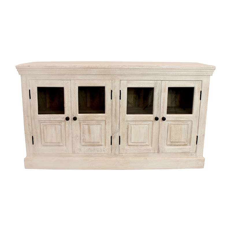 Tropez 4 Glass Door Sideboard Sand Natural Finish on Mango Wood