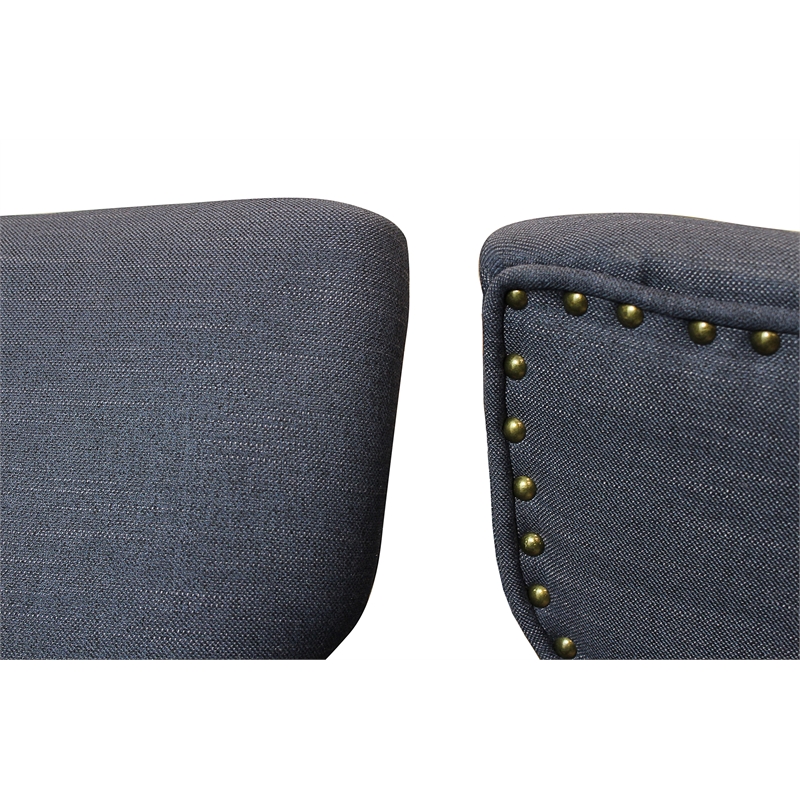 Jill Linen Fabric Side Chair Blue with Natural Legs - Set of 2