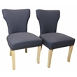 Jill Linen Fabric Side Chair Blue with Natural Legs - Set of 2