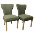 Jill Linen Fabric Side Chair Green with Natural Legs - Set of 2