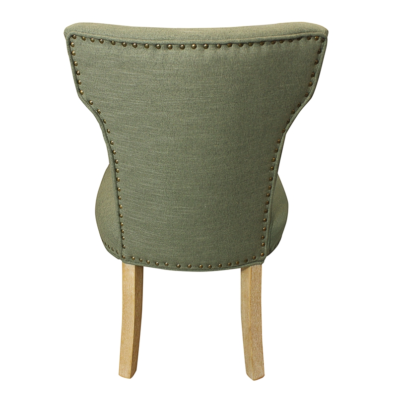 Jill Linen Fabric Side Chair Green with Natural Legs - Set of 2