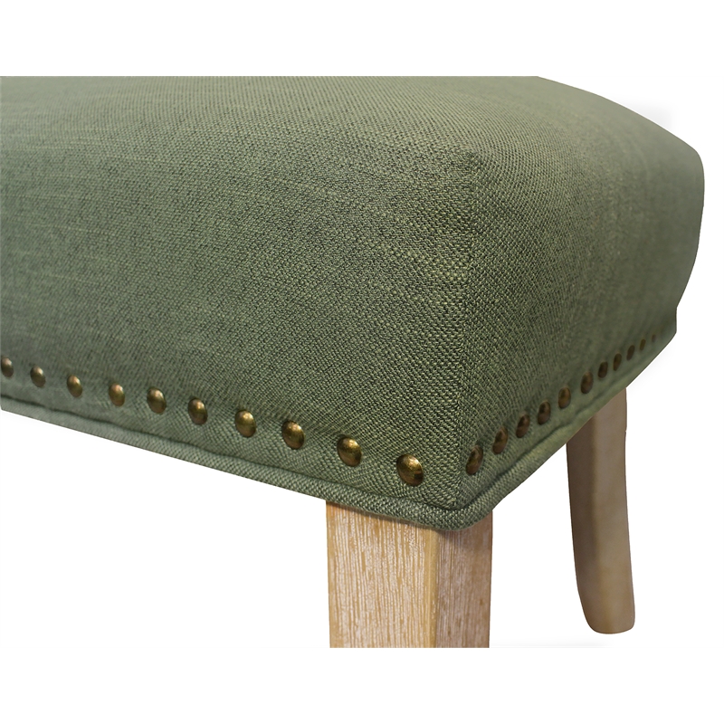 Jill Linen Fabric Side Chair Green with Natural Legs - Set of 2