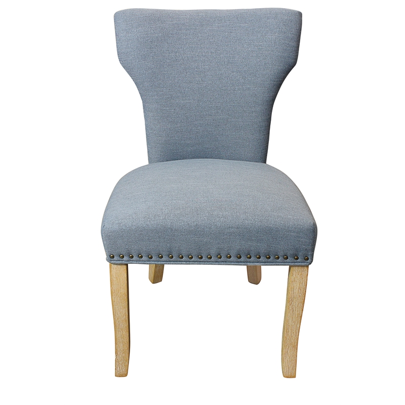 Jill Linen Fabric Side Chair Denim with Natural Legs - Set of 2