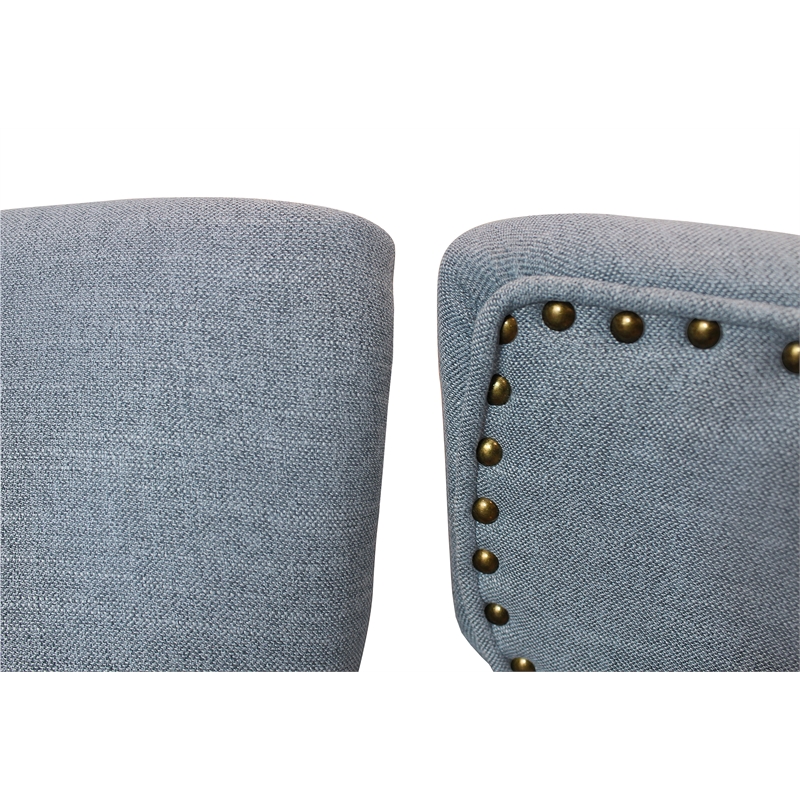 Jill Linen Fabric Side Chair Denim with Natural Legs - Set of 2