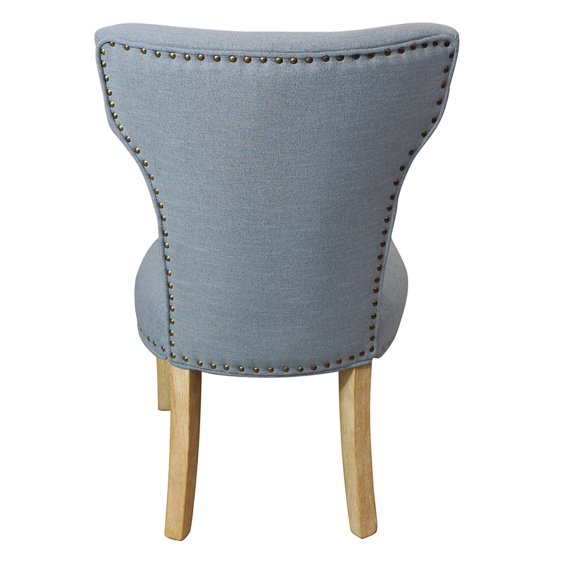 Jill Linen Fabric Side Chair Denim with Natural Legs - Set of 2