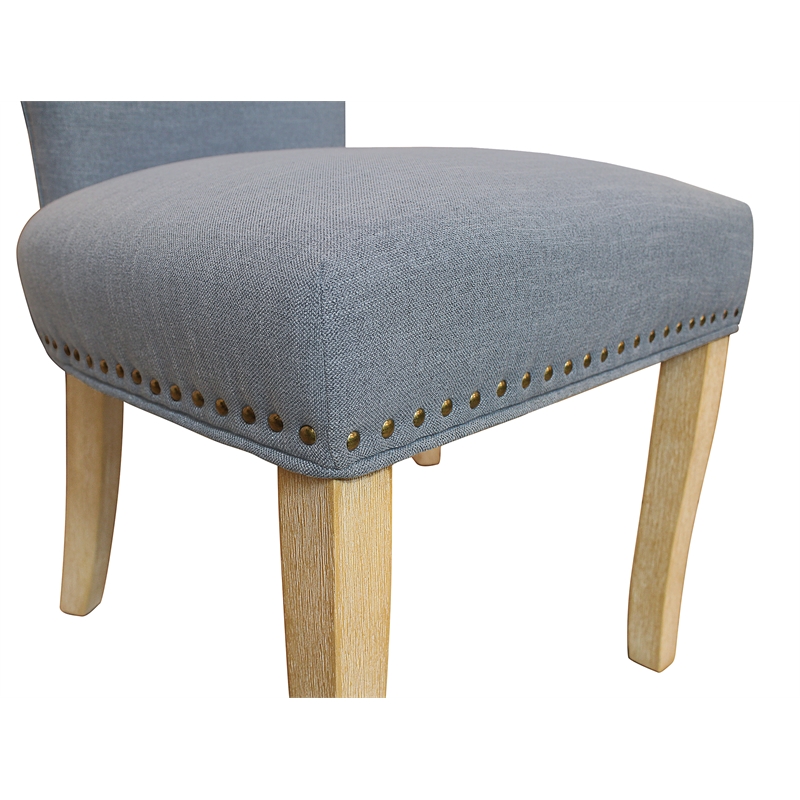 Jill Linen Fabric Side Chair Denim with Natural Legs - Set of 2