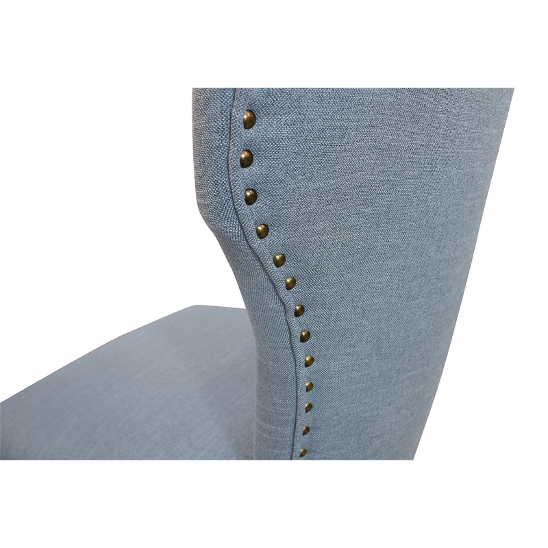 Jill Linen Fabric Side Chair Denim with Natural Legs - Set of 2