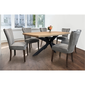 Logan 7-Piece Dining Set with 6 Cleo Mink Dining Chairs
