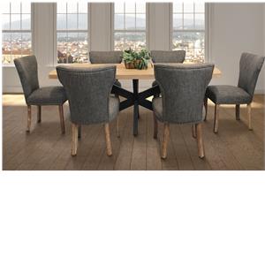 Logan 7-Piece Dining Set with 6 Jill Dark Gray Dining Chairs