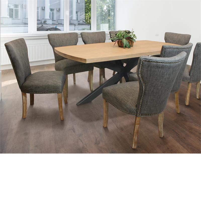 Logan 9- Piece Dining Set with 8 Jill Dark Gray Dining Chairs
