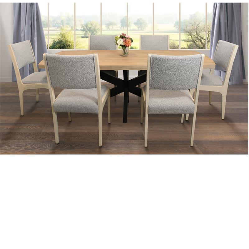 Logan 7-Piece Dining Set with 6 Ash Gray Boucle Dining Chairs