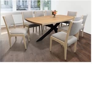 Logan 9-Piece Dining Set with 8 Ash Gray Boucle Dining Chairs