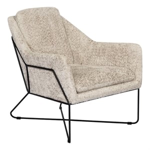 Emilia Lounge Chair in Boucle Beige Fabric with Toughened Iron Frame