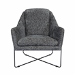 Emilia Lounge Chair in Boucle Charcoal Blue Fabric with Toughened Iron Frame
