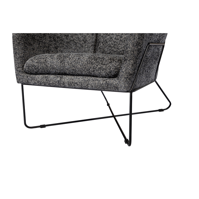 Emilia Lounge Chair in Boucle Charcoal Blue Fabric with Toughened Iron Frame