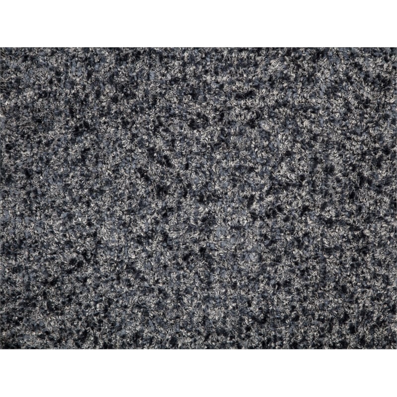 Emilia Lounge Chair in Boucle Charcoal Blue Fabric with Toughened Iron Frame