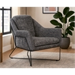 Emilia Lounge Chair in Boucle Charcoal Blue Fabric with Toughened Iron Frame