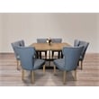 Logan 9-Piece Set with 8 Jill Solid Wood Side Chairs in Denim with Natural Legs
