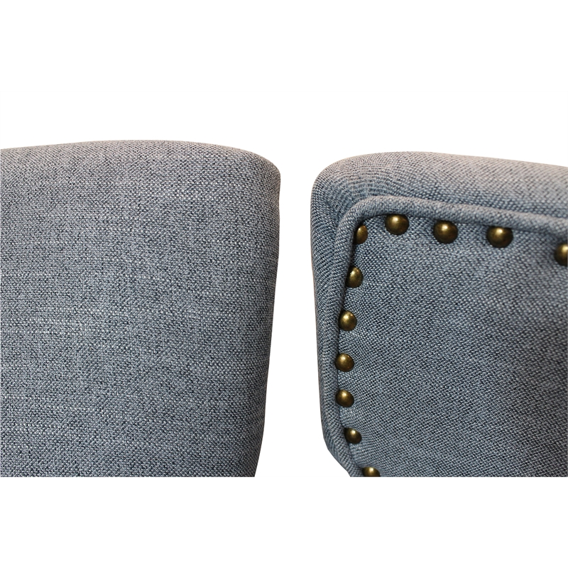 Logan 9-Piece Set with 8 Jill Solid Wood Side Chairs in Denim with Natural Legs