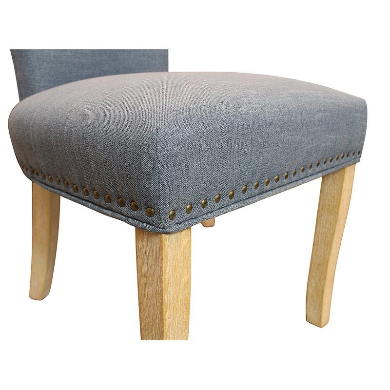 Logan 9-Piece Set with 8 Jill Solid Wood Side Chairs in Denim with Natural Legs