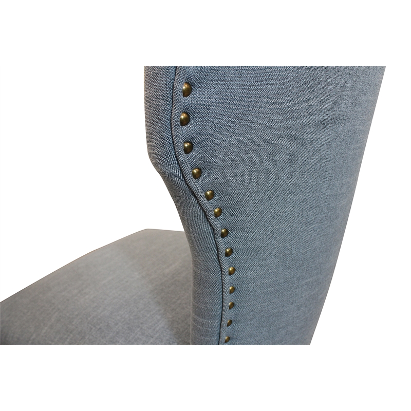 Logan 9-Piece Set with 8 Jill Solid Wood Side Chairs in Denim with Natural Legs