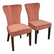 Logan 9-Piece Set with 8 Cleo Solid Wood Side Chairs in Blush with Brown Legs
