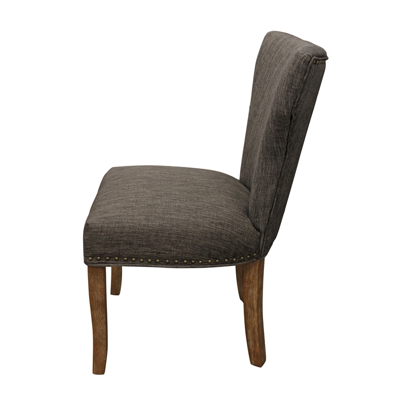 Logan 9-Piece Set with 8 Jill Solid Wood Side Chairs in Dark Gray with Dark Legs