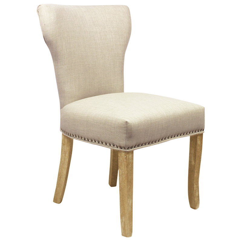 Logan 9-Piece Set with 8 Jill Solid Wood Side Chairs in Ivory with Natural Legs