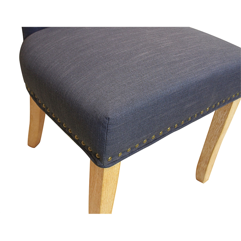 Logan 9-Piece Set with 8 Jill Solid Wood Side Chairs in Blue with Natural Legs