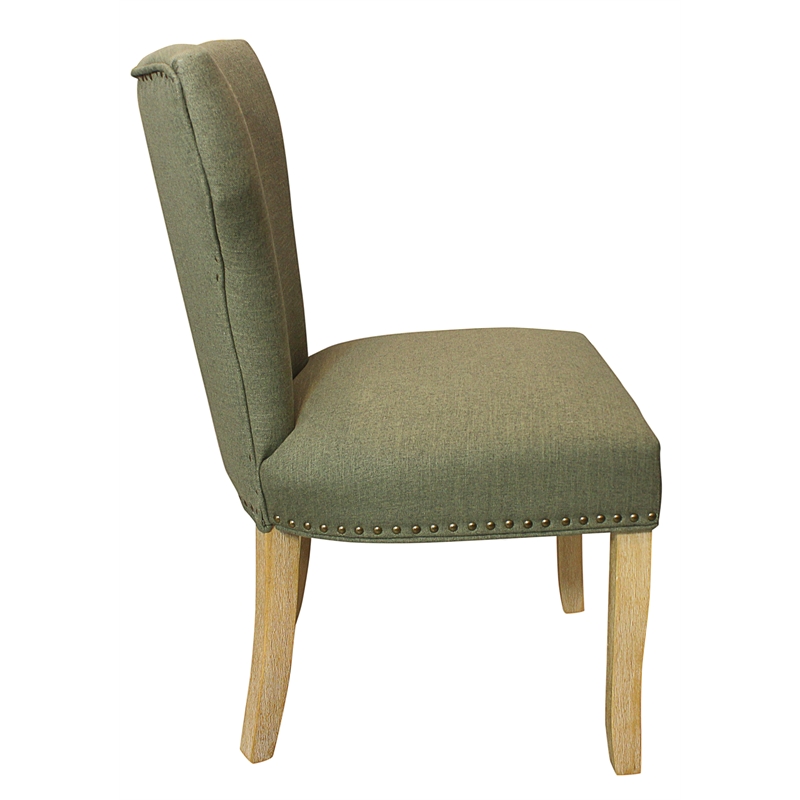 Logan 9-Piece Set with 8 Jill Solid Wood Side Chairs in Green with Natural Legs