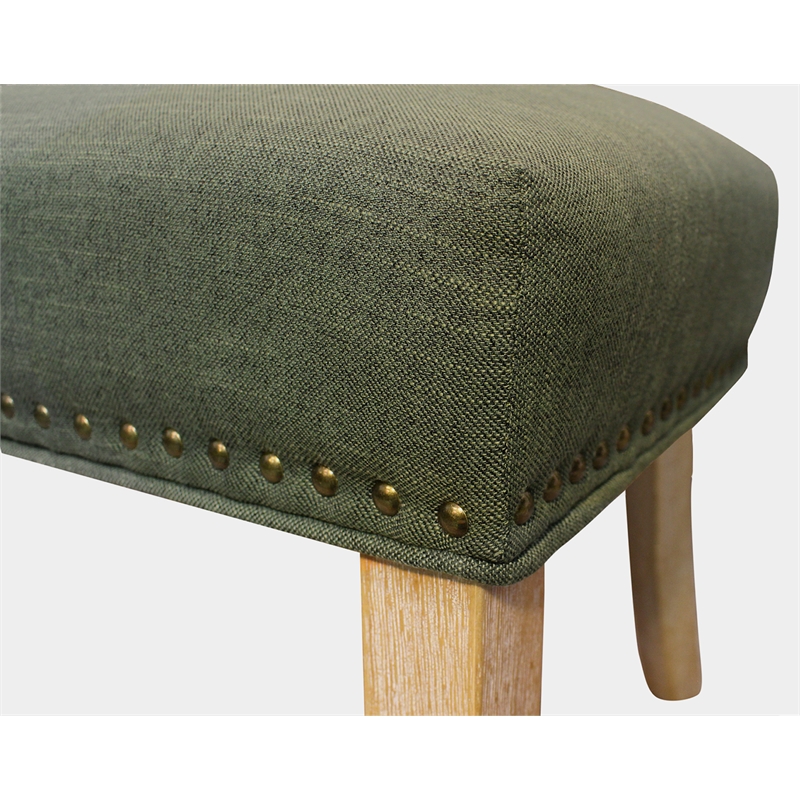 Logan 9-Piece Set with 8 Jill Solid Wood Side Chairs in Green with Natural Legs