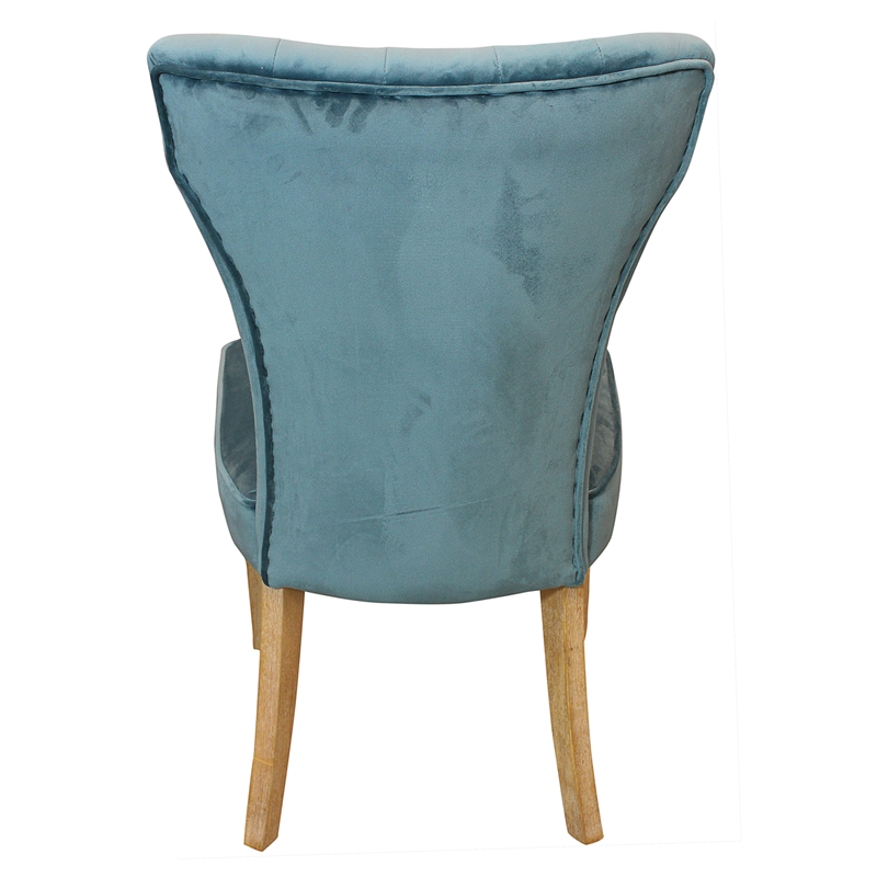 Logan 9-Piece Set with 8 Cleo Solid Wood Side Chairs in Teal with Natural Legs