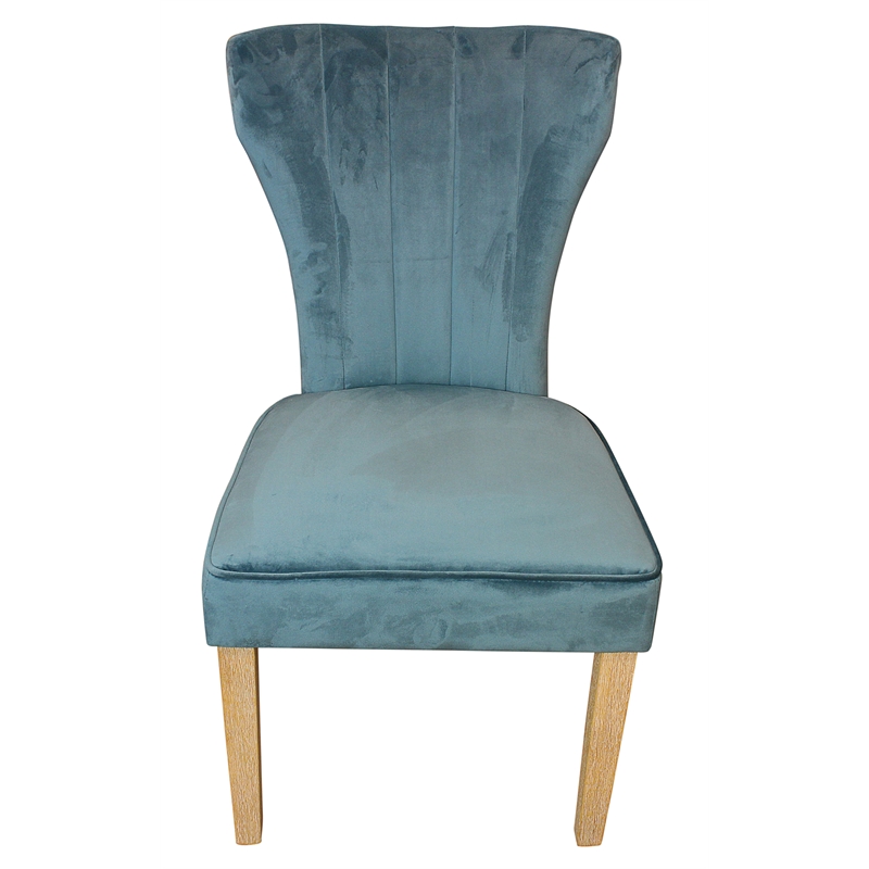 Logan 9-Piece Set with 8 Cleo Solid Wood Side Chairs in Teal with Natural Legs