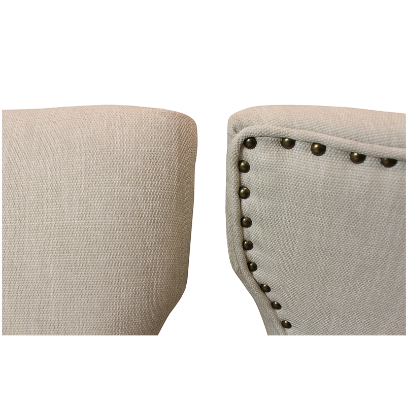 Logan 9-Piece Set with 8 Jill Solid Wood Side Chairs in Ivory and Antique Brown