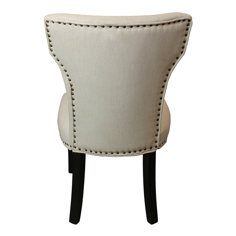 Logan 9-Piece Set with 8 Jill Solid Wood Side Chairs in Ivory and Antique Brown