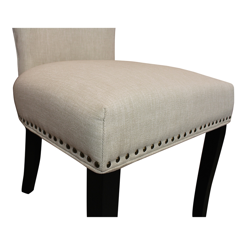 Logan 9-Piece Set with 8 Jill Solid Wood Side Chairs in Ivory and Antique Brown