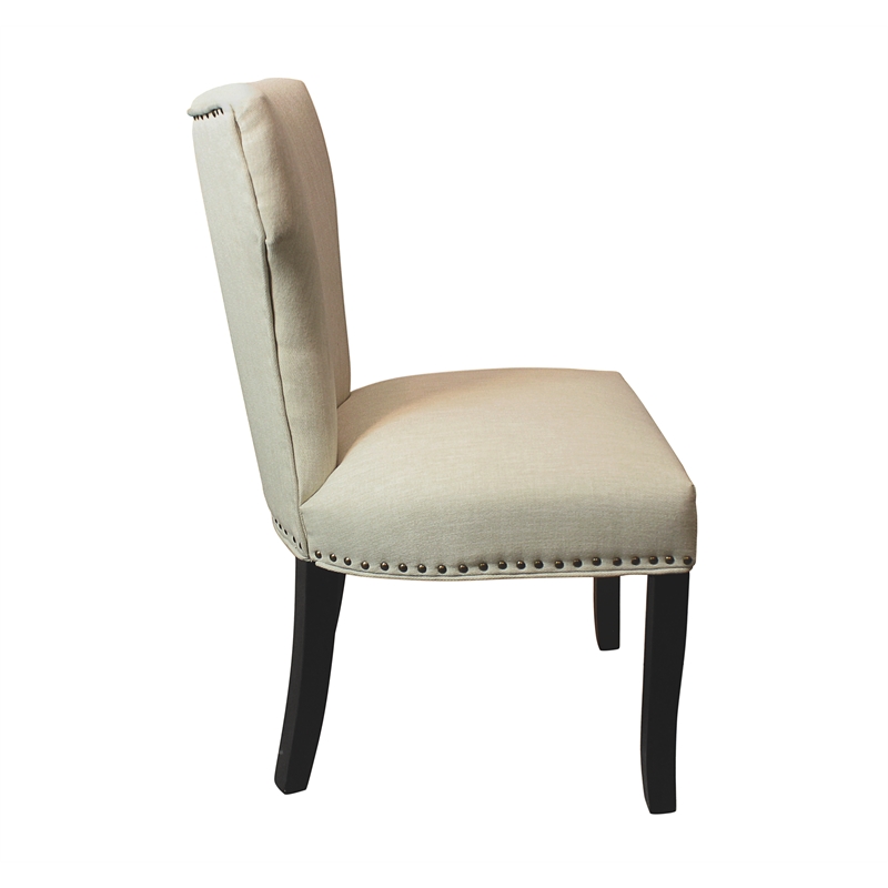 Logan 9-Piece Set with 8 Jill Solid Wood Side Chairs in Ivory and Antique Brown