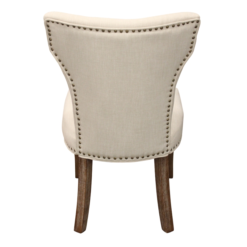 Logan 9-Piece Set with 8 Jill Solid Wood Side Chairs in Ivory with Brown Legs