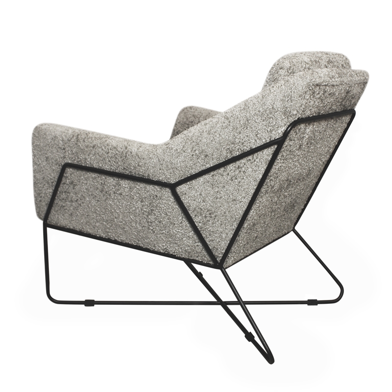 Emilia Lounge Chair in Boucle Silver Fabric with Toughened Iron Frame