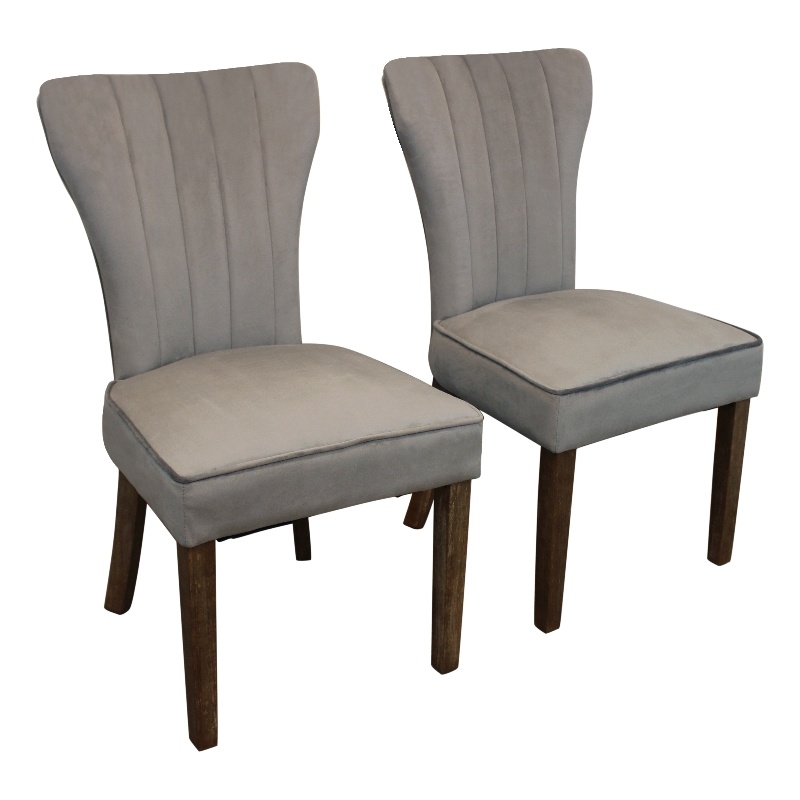 Logan 9-Piece Set with 8 Cleo Solid Wood Side Chairs in Mink with Brown Legs