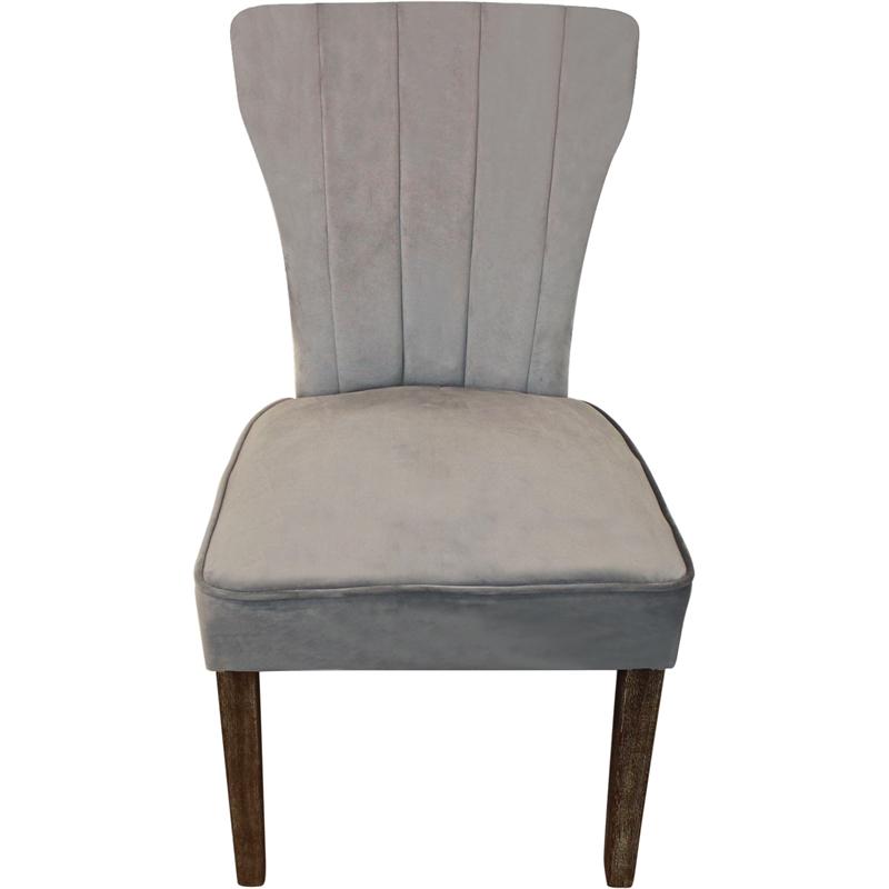 Logan 9-Piece Set with 8 Cleo Solid Wood Side Chairs in Mink with Brown Legs