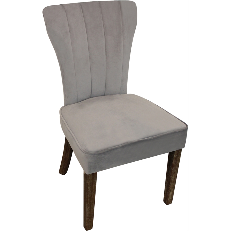 Logan 9-Piece Set with 8 Cleo Solid Wood Side Chairs in Mink with Brown Legs