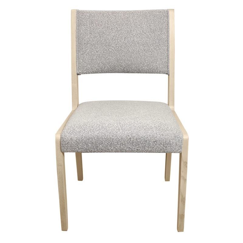 Logan 9-Piece Dining Set with 8 Ash Solid Wood Side Chairs in Gray Boucle Linen