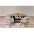 Logan 9-Piece Dining Set with 8 Galway Side Chairs in Ivory Linen Fabric