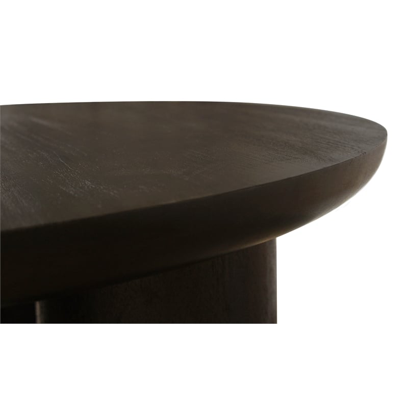 Sullivan Solid Wood Round Coffee Table in Dark Brown Finish