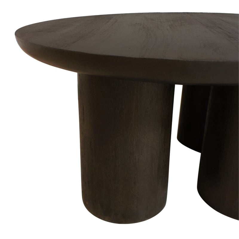 Sullivan Solid Wood Round Coffee Table in Dark Brown Finish