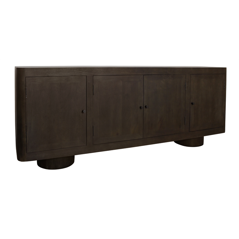 Sullivan Solid Wood 4-Door Sideboard in Dark Brown Finish