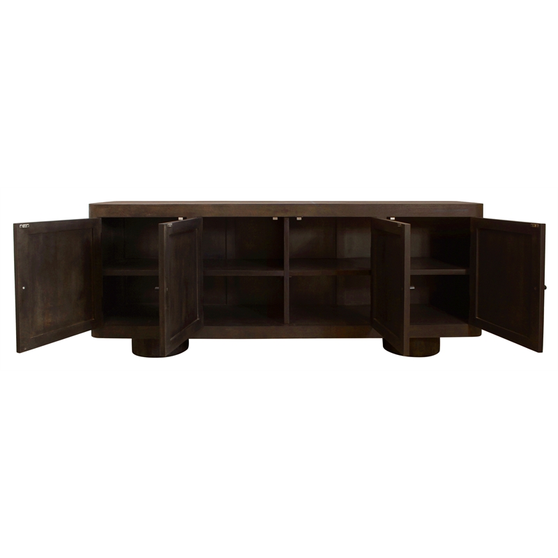 Sullivan Solid Wood 4-Door Sideboard in Dark Brown Finish