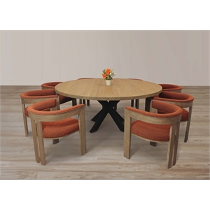 Logan 72&quot 9-Piece Dining Set with 8 Trish Dining Chairs in Rust Boucle Linen