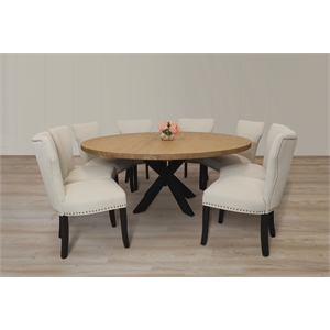 Logan 72&quot 9-Piece Dining Set with 8 Jill Dining Chairs in Ivory & Antique Brown